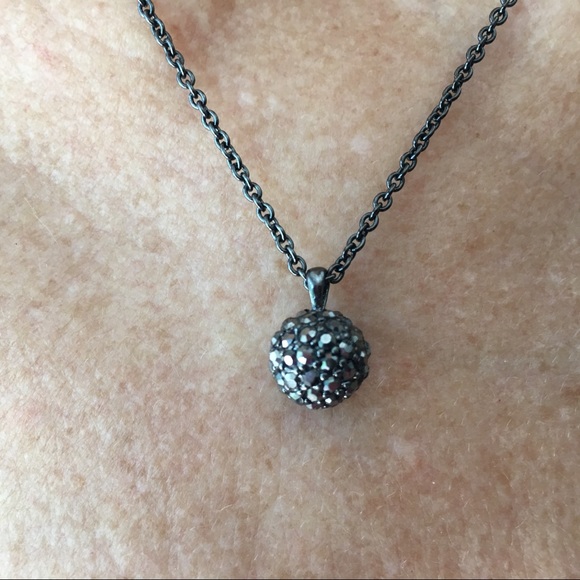 Black “diamond” and gunmetal disco ball necklace - Picture 3 of 4